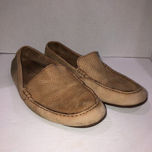 Born Mens Size 8 M Tan Leather Slip On Loafers Driving Shoes Moccasins - Picture 3 of 16